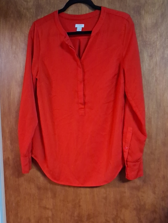 J. Crew Tops - J. Crew Bright Red V-Neck Long-Sleeve Tunic